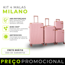 Kit de 4 Malas Milano™ em ABS Reforçado com Giro 360° e Design Antirrisco