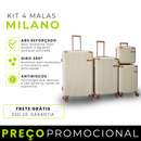 Kit de 4 Malas Milano™ em ABS Reforçado com Giro 360° e Design Antirrisco