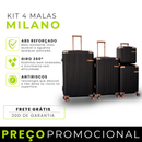 Kit de 4 Malas Milano™ em ABS Reforçado com Giro 360° e Design Antirrisco